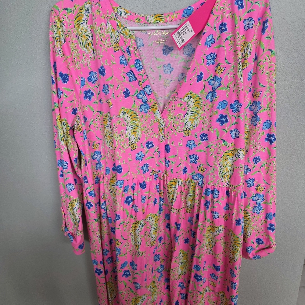 Lilly Pulitzer Pink Floral Long Sleeve Dress
